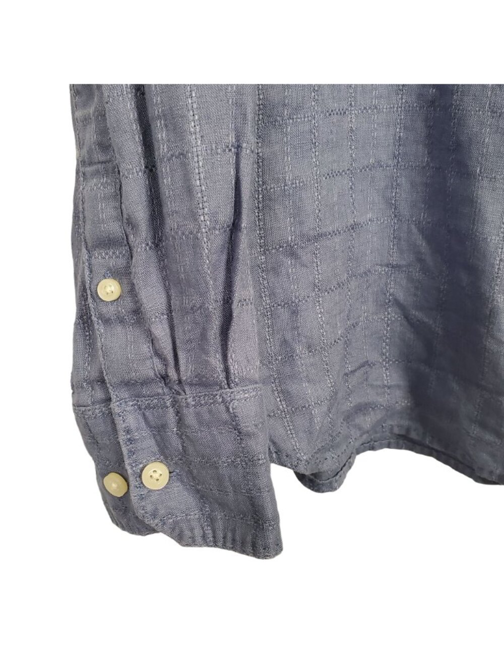 Tommy Bahama Mens Size XL Shirt 100% Linen Top Stitched Windowpane Button Blue - Picture 5 of 8
